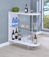 Adolfo Glossy White/Clear 3-Tier Bar Table by Coaster at Eve Furniture