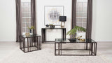 Adri Clear and Black Nickel Rectangular Glass Top Sofa Table by Coaster at Eve Furniture
