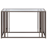 Adri Clear and Black Nickel Rectangular Glass Top Sofa Table by Coaster at Eve Furniture
