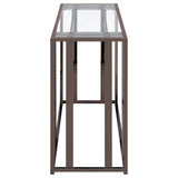 Adri Clear and Black Nickel Rectangular Glass Top Sofa Table by Coaster at Eve Furniture