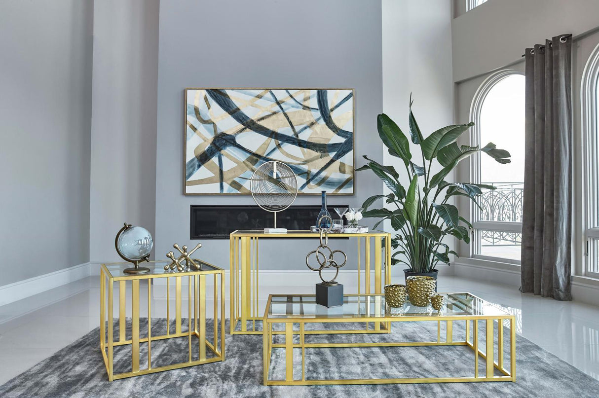 Adri Matte Brass Metal Frame End Table by Coaster at Eve Furniture