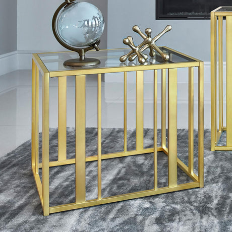 Adri Matte Brass Metal Frame End Table by Coaster at Eve Furniture