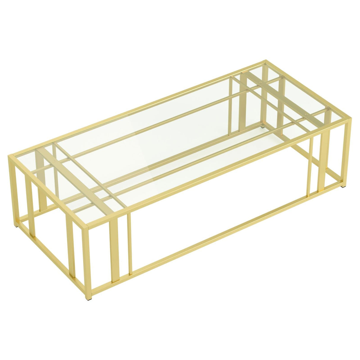 Adri Matte Brass Metal Frame Coffee Table