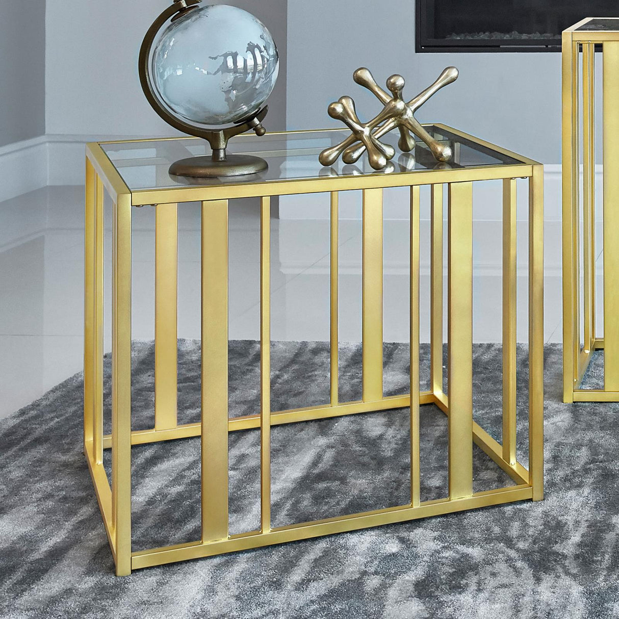 Adri Metal Frame End Table Matte Brass