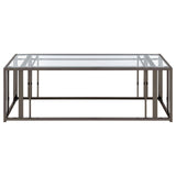 Adri Rectangular Glass Top Coffee Table Clear and Black Nickel