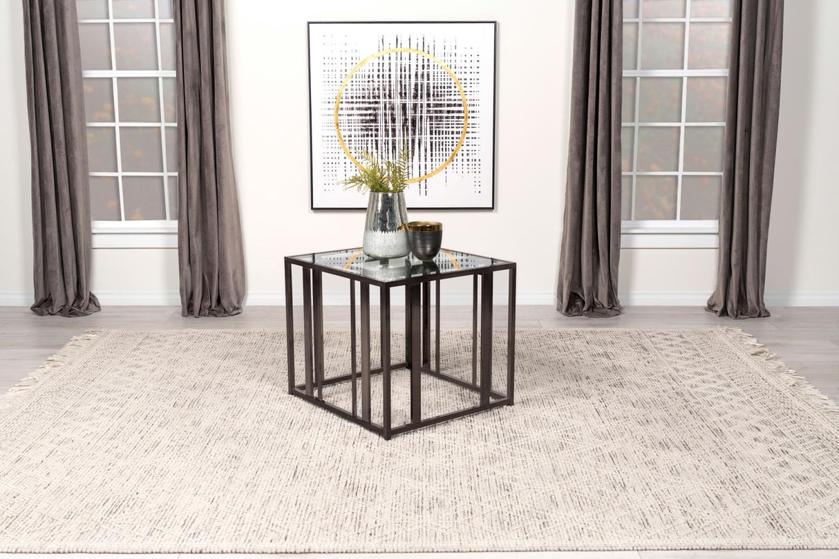 Adri Rectangular Glass Top End Table Clear and Black Nickel