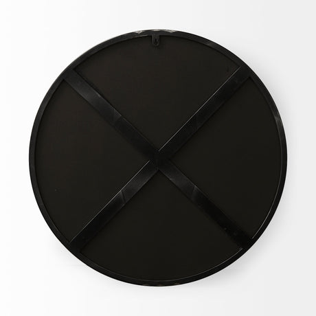 Adrianna Black Metal Round Mirror by Mercana at Eve Furniture