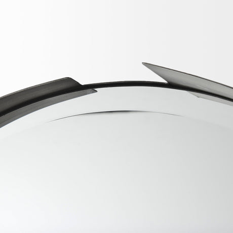 Adrianna Black Metal Round Mirror by Mercana at Eve Furniture