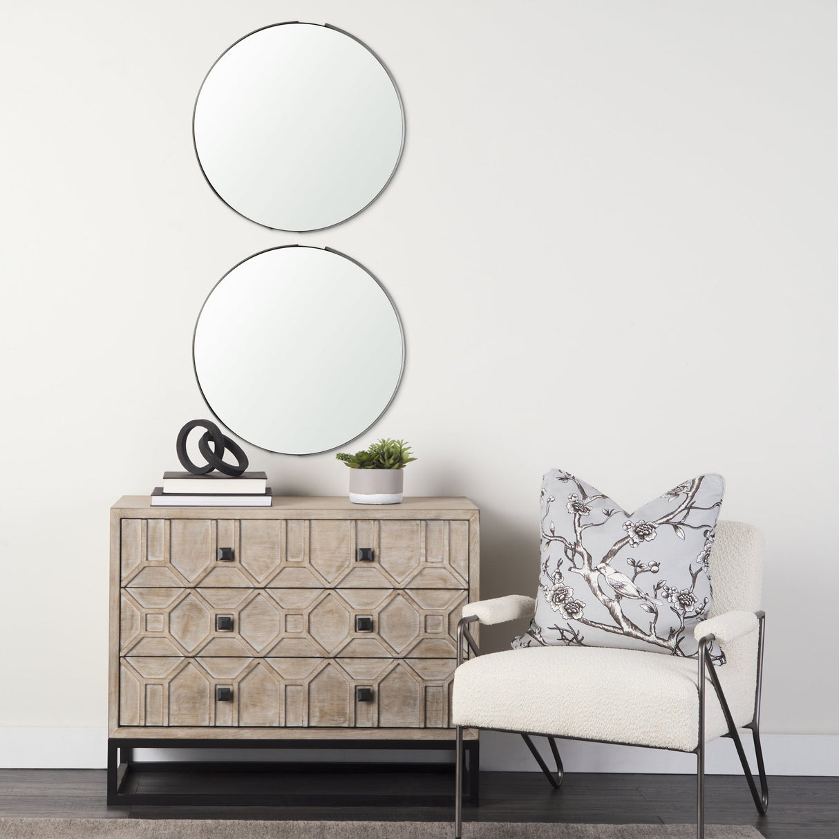 Adrianna Black Metal Round Mirror by Mercana at Eve Furniture