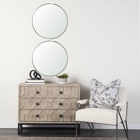 Adrianna Black Metal Round Mirror by Mercana at Eve Furniture