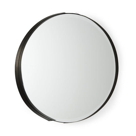 Adrianna Black Metal Round Mirror by Mercana at Eve Furniture