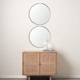 Adrianna Gold Metal Round Mirror by Mercana at Eve Furniture