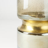 Adriatic I Small Brushed Gold Metal Glass Vase by Mercana at Eve Furniture