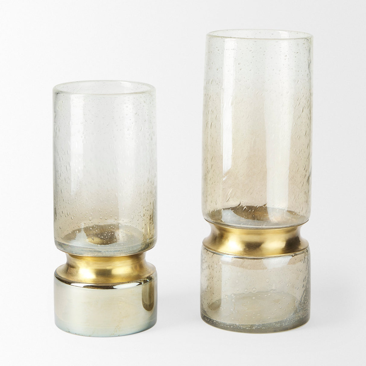 Adriatic I Small Brushed Gold Metal Glass Vase by Mercana at Eve Furniture