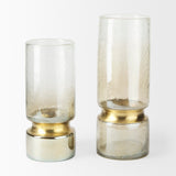 Adriatic I Small Brushed Gold Metal Glass Vase by Mercana at Eve Furniture