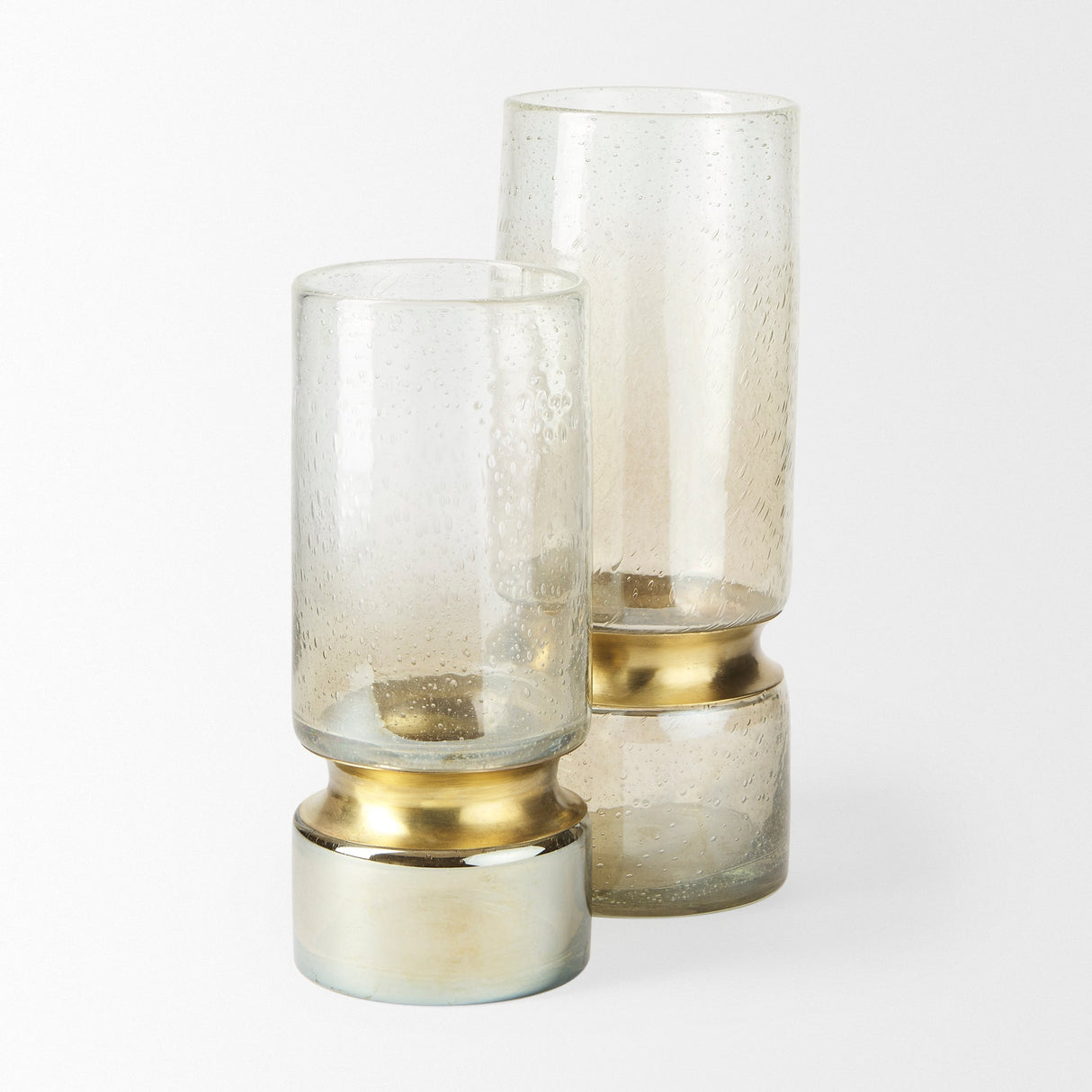 Adriatic I Small Brushed Gold Metal Glass Vase by Mercana at Eve Furniture