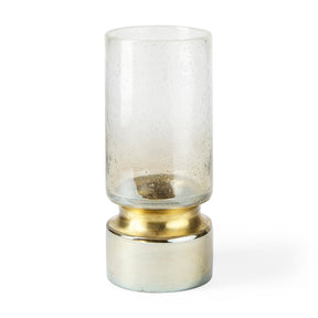 Adriatic I Small Brushed Gold Metal Glass Vase by Mercana at Eve Furniture