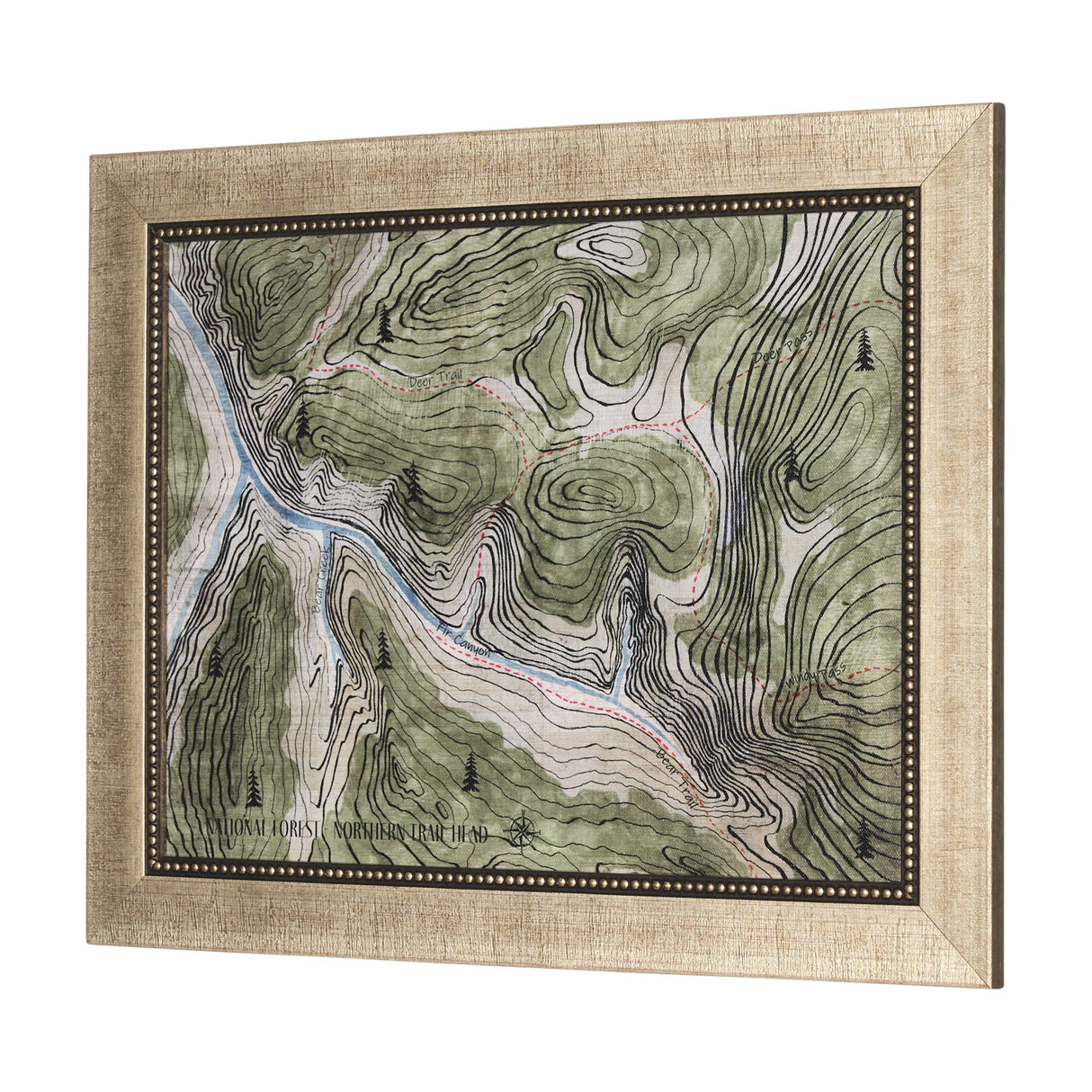 Adventure Map by Chad Mackay a Hand Embelished Textured Framed Art Print by Mercana at Eve Furniture