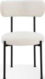 Aere Ivory/Black Boucle Upholstered Metal Leg Dining Chair (Set of 2)