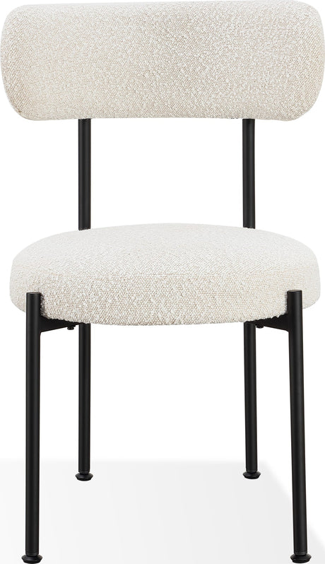 Aere Ivory/Black Boucle Upholstered Metal Leg Dining Chair (Set of 2) by Modus Furniture at Eve Furniture