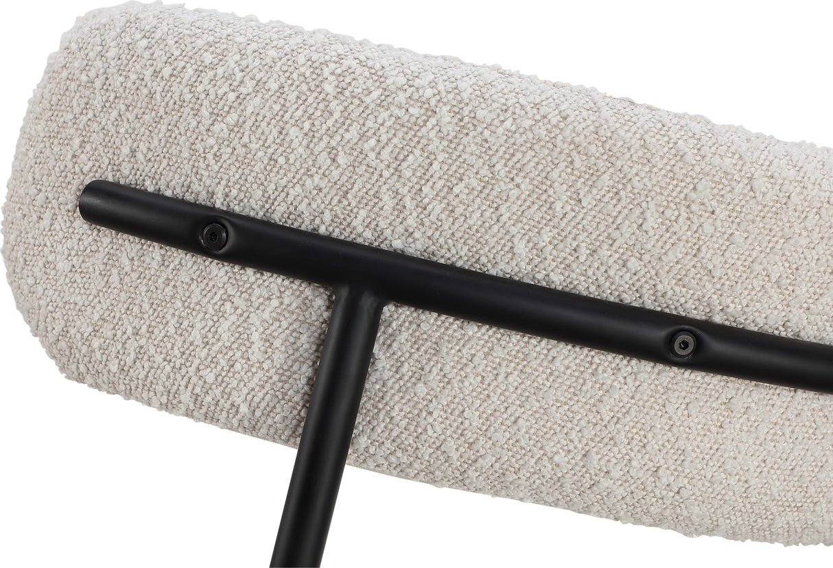 Aere Ivory/Black Boucle Upholstered Metal Leg Dining Chair (Set of 2)