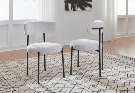 Aere Ivory/Black Boucle Upholstered Metal Leg Dining Chair (Set of 2) by Modus Furniture at Eve Furniture
