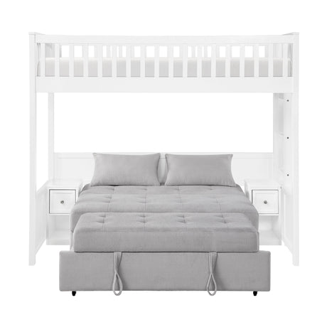 Aerie Light Gray Twin Loft Bunk Bed with Nightstand and Sofa Bed by Homelegance at Eve Furniture