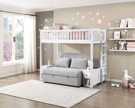 Aerie Light Gray Twin Loft Bunk Bed with Nightstand and Sofa Bed by Homelegance at Eve Furniture