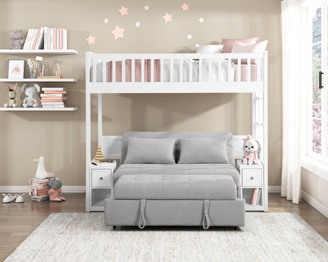 Aerie Light Gray Twin Loft Bunk Bed with Nightstand and Sofa Bed by Homelegance at Eve Furniture
