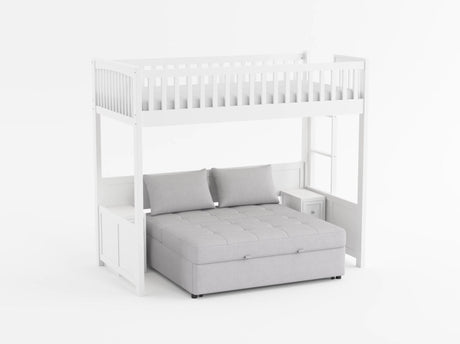 Aerie Light Gray Twin Loft Bunk Bed with Nightstand and Sofa Bed by Homelegance at Eve Furniture
