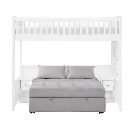 Aerie Light Gray Twin Loft Bunk Bed with Nightstand and Sofa Bed by Homelegance at Eve Furniture
