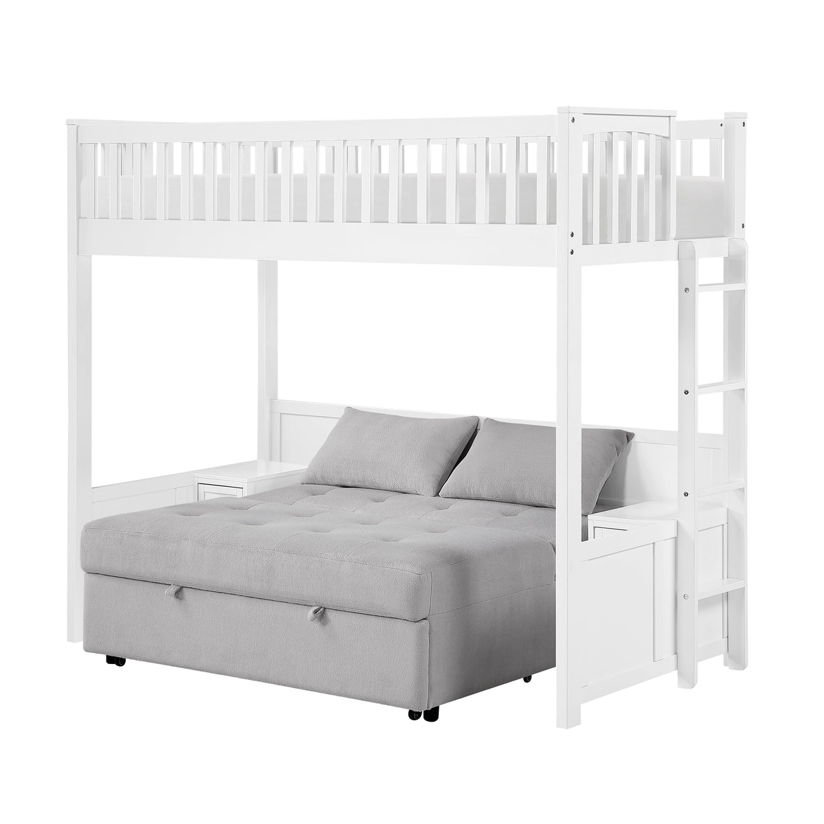Aerie Light Gray Twin Loft Bunk Bed with Nightstand and Sofa Bed by Homelegance at Eve Furniture