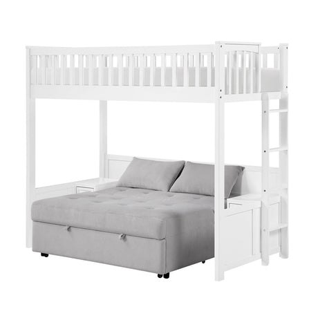 Aerie Light Gray Twin Loft Bunk Bed with Nightstand and Sofa Bed by Homelegance at Eve Furniture