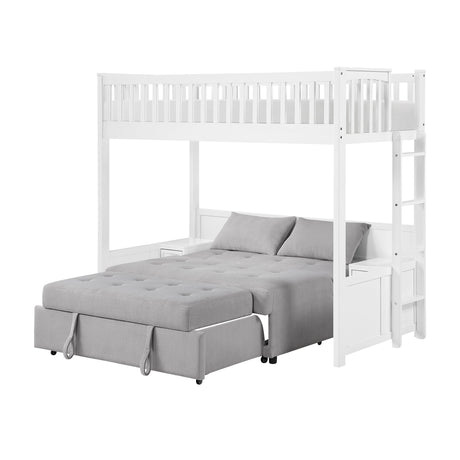 Aerie Light Gray Twin Loft Bunk Bed with Nightstand and Sofa Bed by Homelegance at Eve Furniture