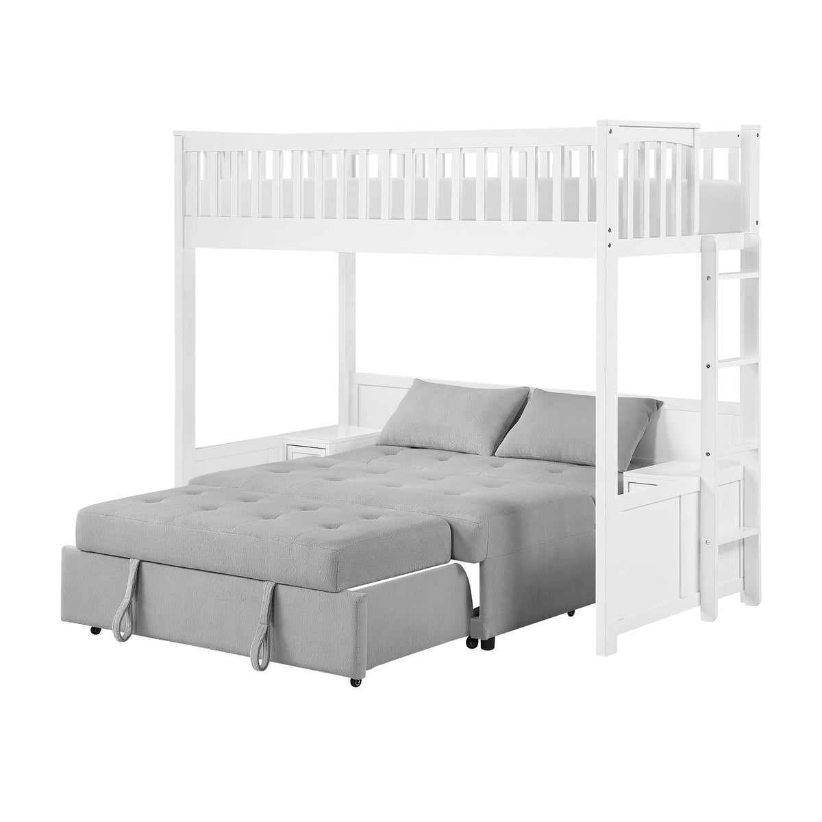 Aerie Light Gray Twin Loft Bunk Bed with Nightstand and Sofa Bed by Homelegance at Eve Furniture