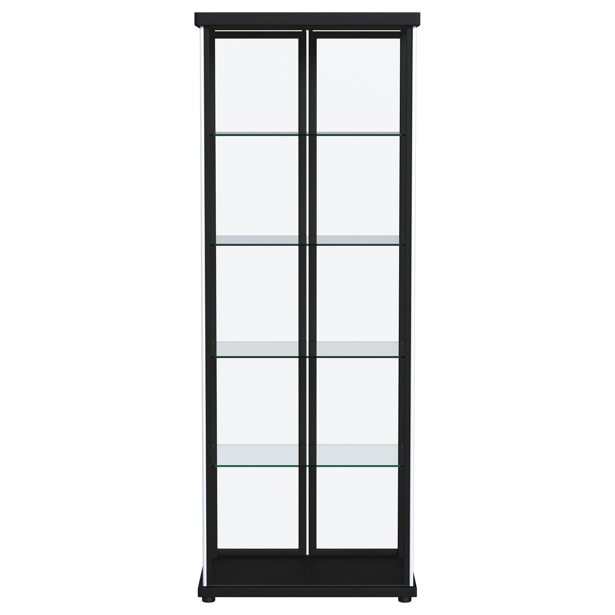 Aero 5-shelf Display Curio Cabinet with LED and Clear Tempered Glass Shelves Black