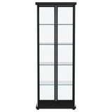 Aero 5-shelf Display Curio Cabinet with LED and Clear Tempered Glass Shelves Black