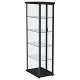 Aero 5-shelf Display Curio Cabinet with LED and Clear Tempered Glass Shelves Black