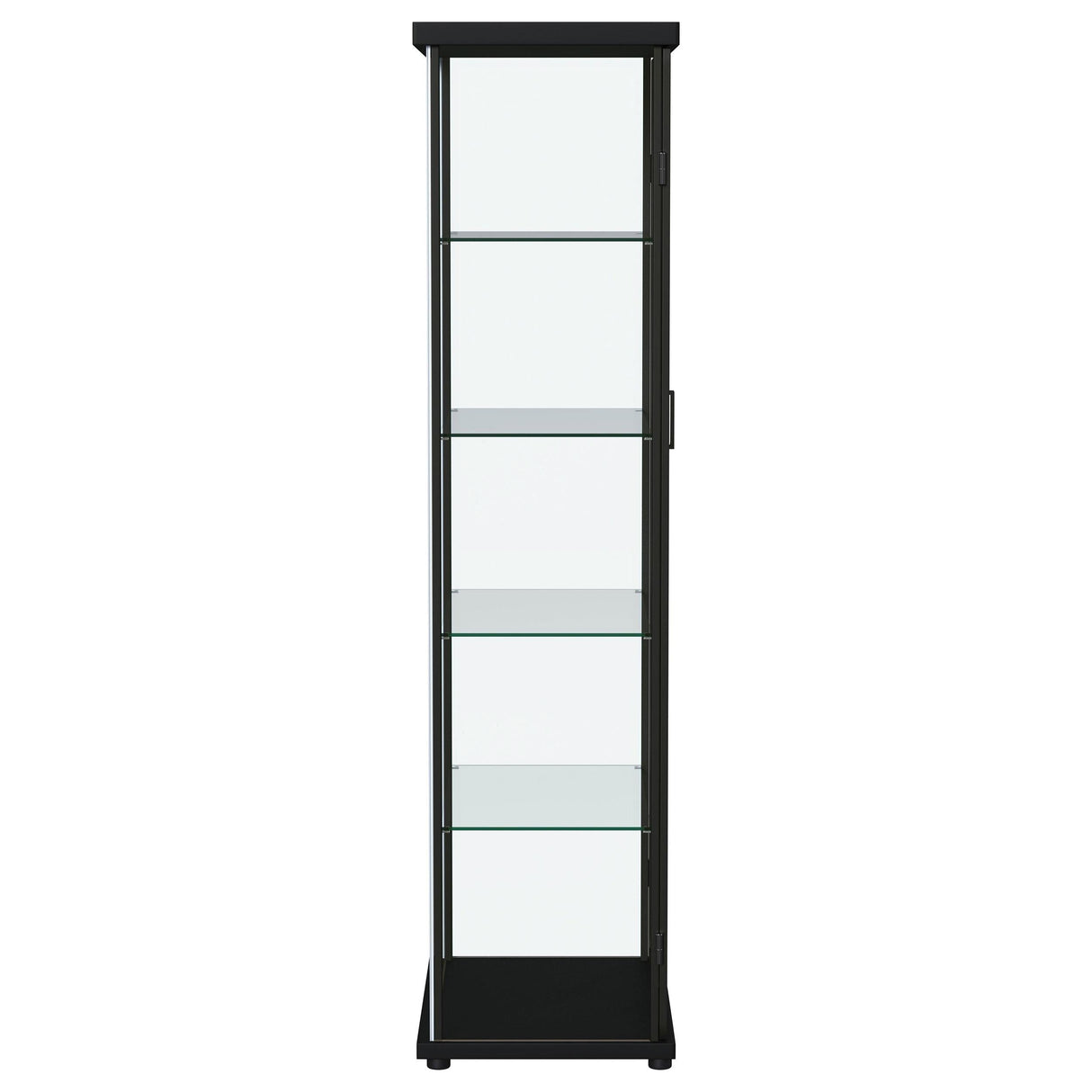 Aero 5-shelf Display Curio Cabinet with LED and Clear Tempered Glass Shelves Black