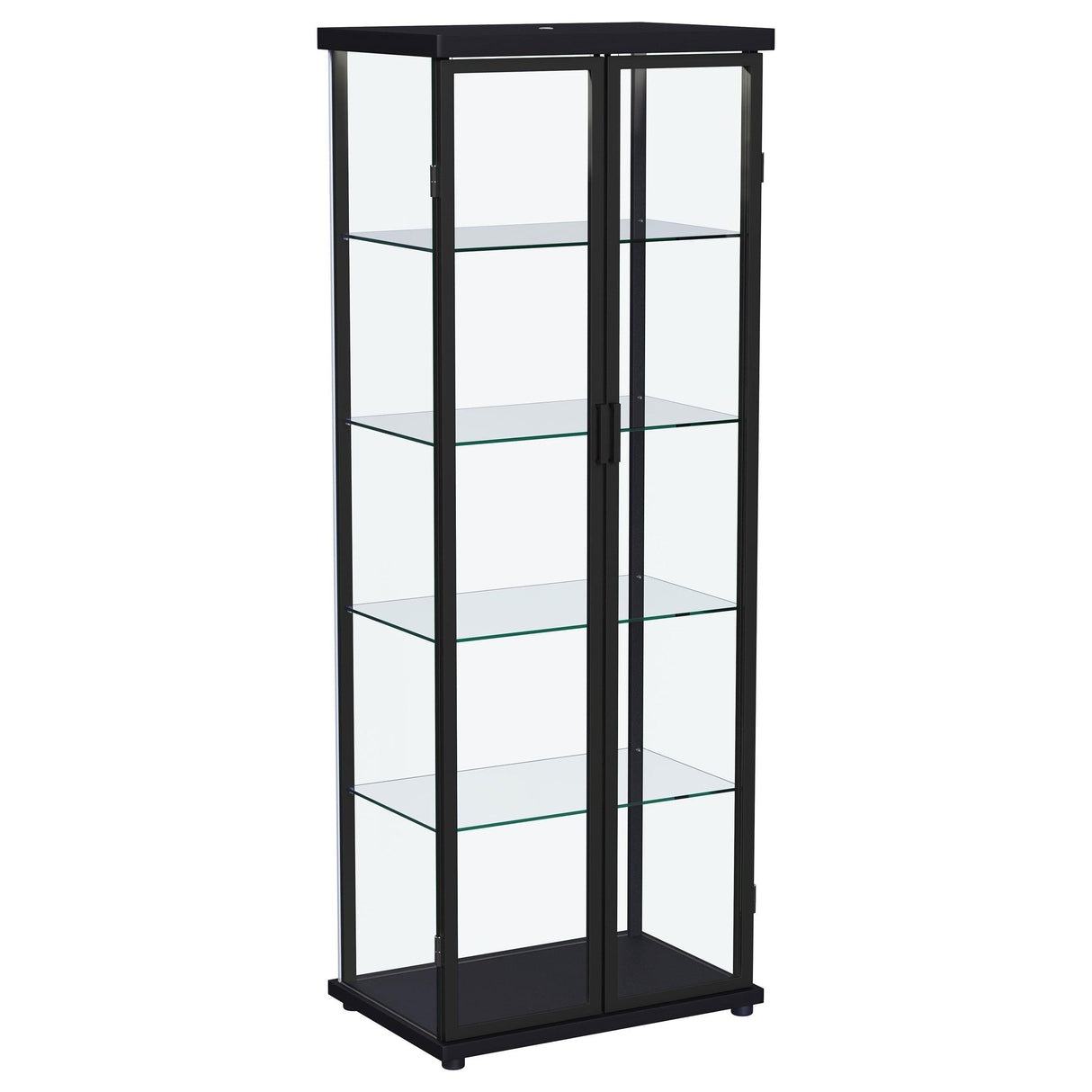 Aero 5-shelf Display Curio Cabinet with LED and Clear Tempered Glass Shelves Black