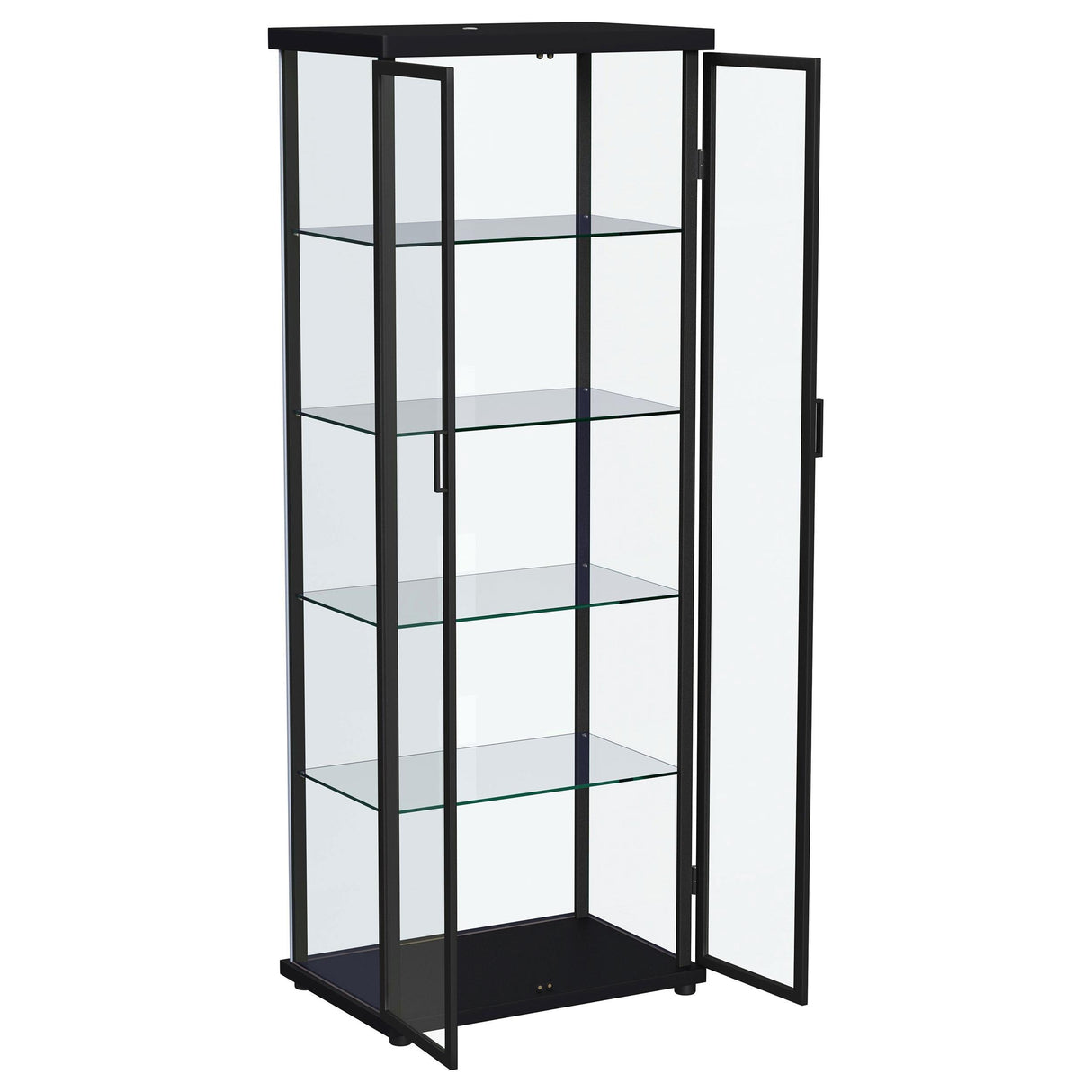 Aero 5-shelf Display Curio Cabinet with LED and Clear Tempered Glass Shelves Black