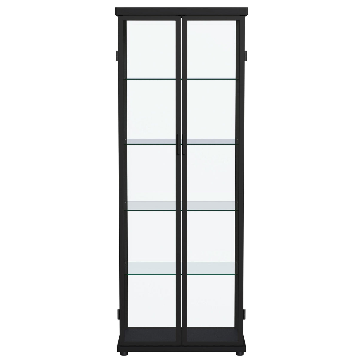 Aero 5-shelf Display Curio Cabinet with LED and Clear Tempered Glass Shelves Black