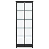 Aero 5-shelf Display Curio Cabinet with LED and Clear Tempered Glass Shelves Black