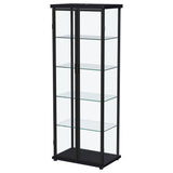 Aero 5-shelf Display Curio Cabinet with LED and Clear Tempered Glass Shelves Black