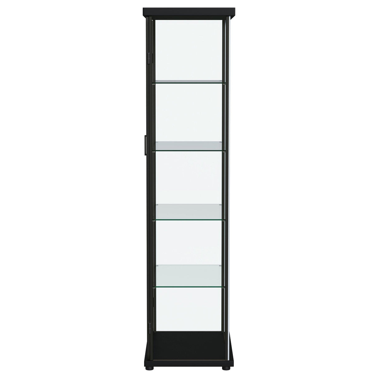 Aero 5-shelf Display Curio Cabinet with LED and Clear Tempered Glass Shelves Black