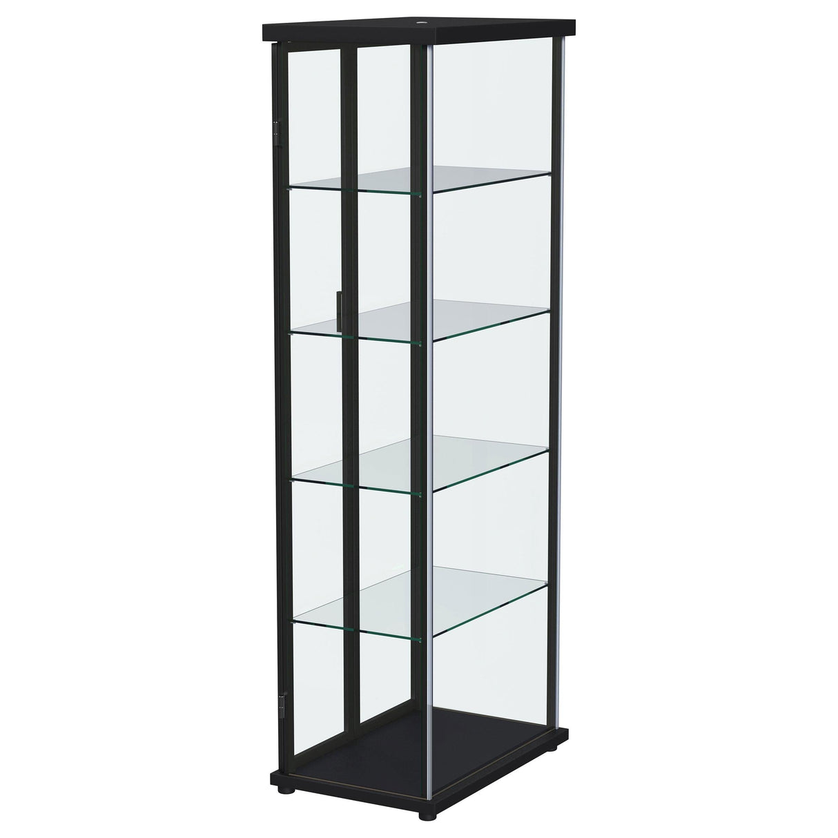 Aero 5-shelf Display Curio Cabinet with LED and Clear Tempered Glass Shelves Black