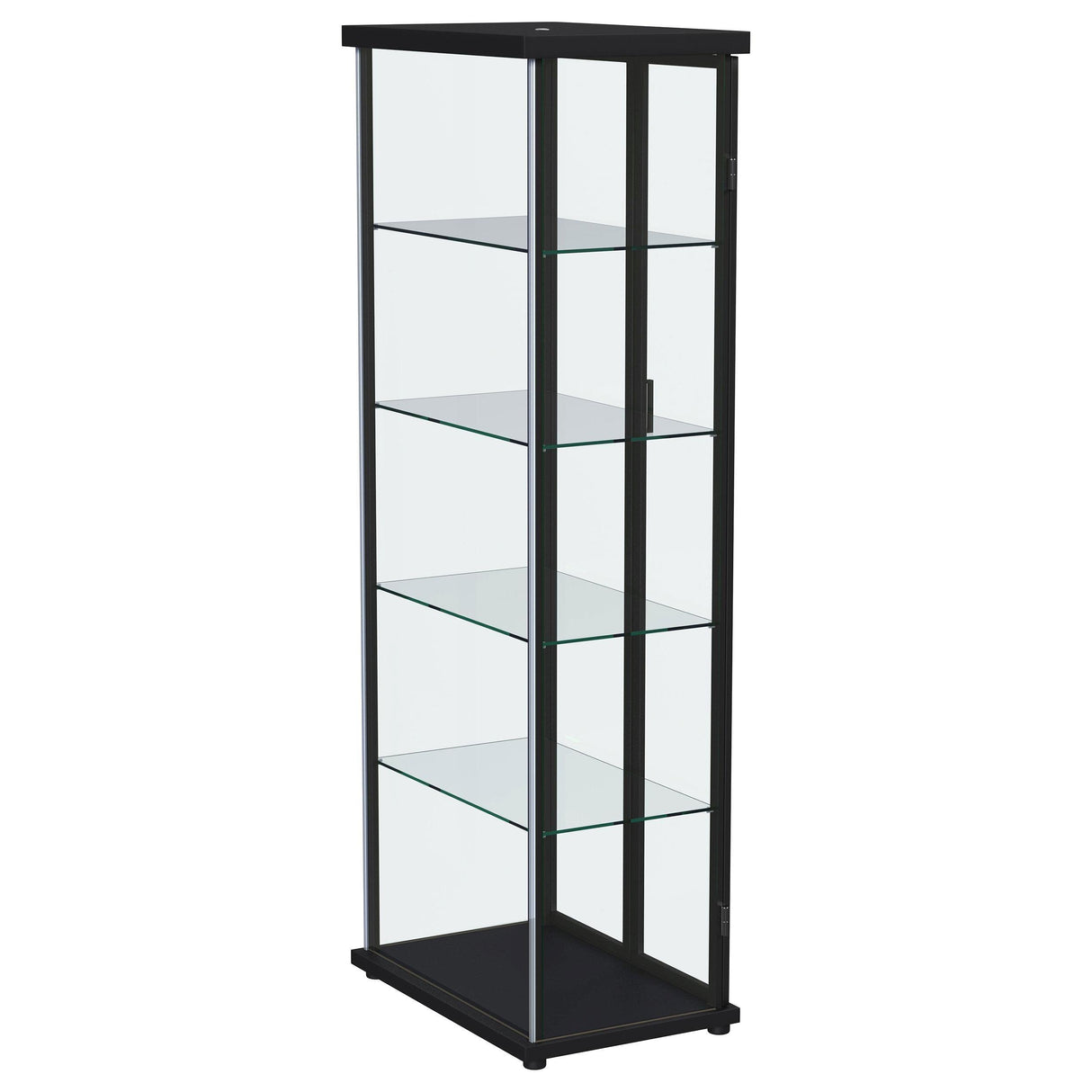 Aero 5-shelf Display Curio Cabinet with LED and Clear Tempered Glass Shelves Black by Coaster at Eve Furniture