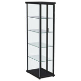 Aero 5-shelf Display Curio Cabinet with LED and Clear Tempered Glass Shelves Black by Coaster at Eve Furniture