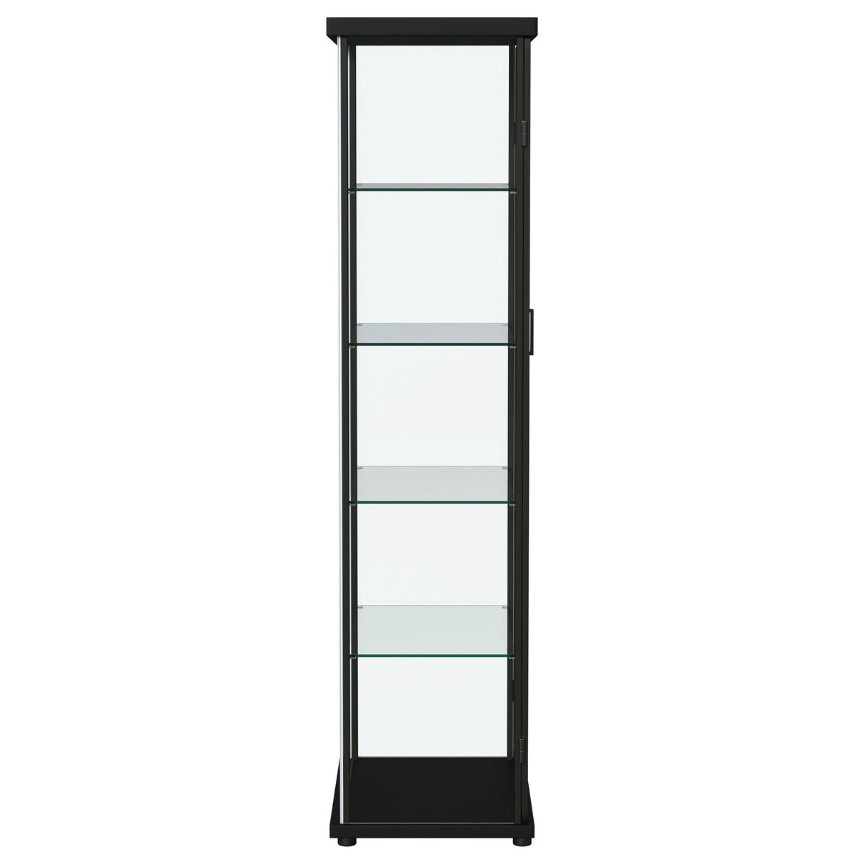 Aero 5-shelf Display Curio Cabinet with LED and Clear Tempered Glass Shelves Black by Coaster at Eve Furniture