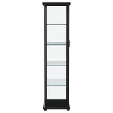 Aero 5-shelf Display Curio Cabinet with LED and Clear Tempered Glass Shelves Black by Coaster at Eve Furniture